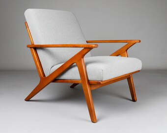 Axel Mid Century Modern Sessel – Loungesessel aus grauem Stoff – Akzentstuhl – Vintage-Sessel – NEUE handgefertigte Retro-Möbel