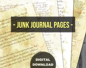 Printable Junk Journal Kit - Old Letter Digital Paper Set - Digital Ephemera - Scrapbooking Digikit - 10 Pages - Print on 8.5 x 11" Paper