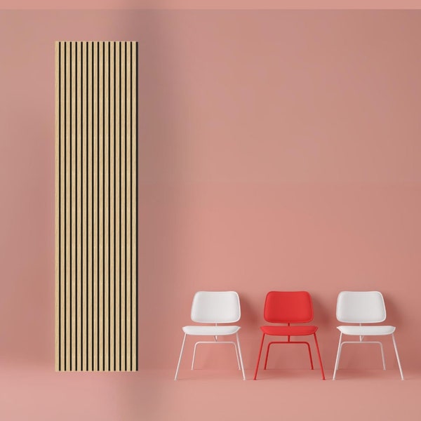 White Oak Luxury Acoustic wood Slat MDF Acoustic wall Panel (White Oak) LARGE PANELS ~ 8 ft x 2 ft