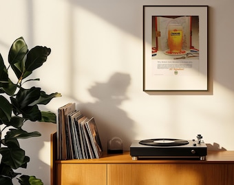 Manifesto pubblicitario originale del 1965 di una rivista di birra Heineken, birra chiara, alcolici e alcolici.