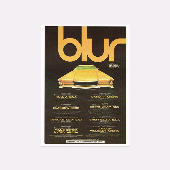 ミュージシャン 90's BLUR Tour Concert Promo 13 Album Blur · Rare Authentic Original UK Arena Tour Music Poster Advert