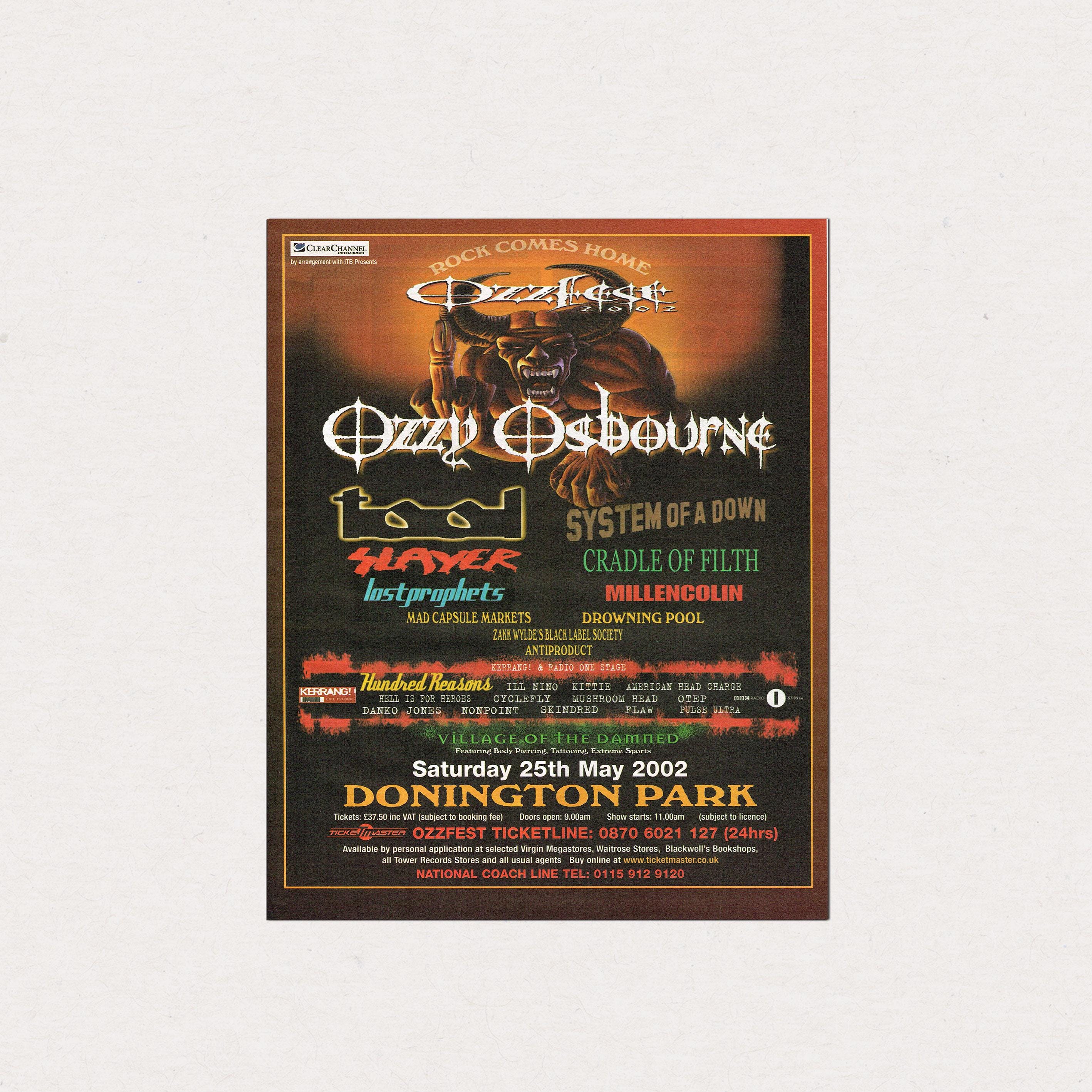Ozzfest 2002 Poster • Vintage Metal Festival Print • Ozzy Osbourne