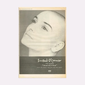 Sinead O&#39;Connor · UK music poster &#39;Mandinka&#39; · rare authentic original music poster advert · 1988