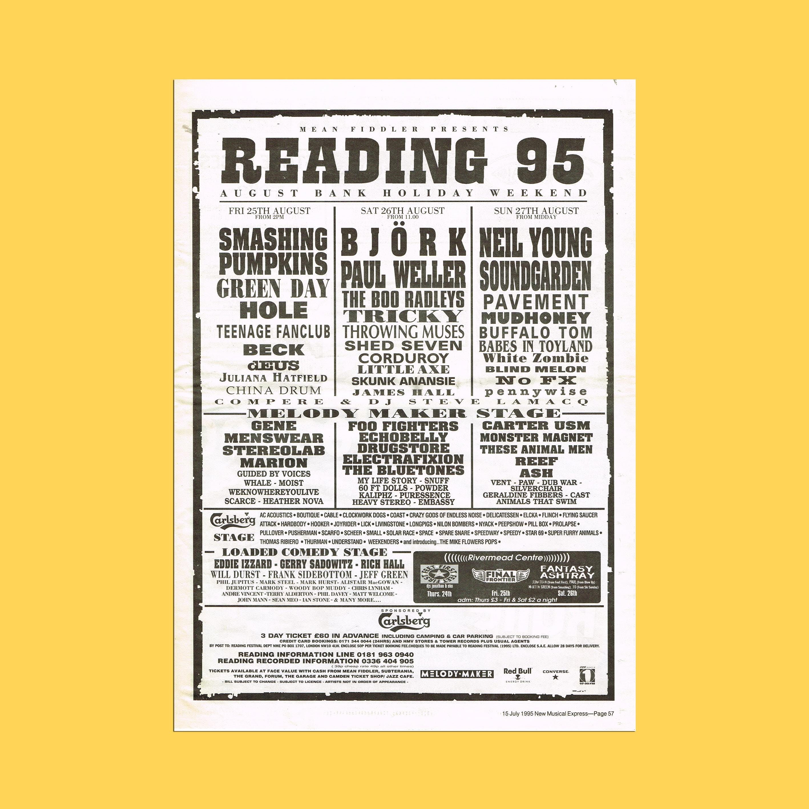 Reading Festival 1995 Original Music Poster - Rare Authentic Music