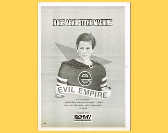Vintage Original 1990s Rage Against the Machine Poster 1992 Sony