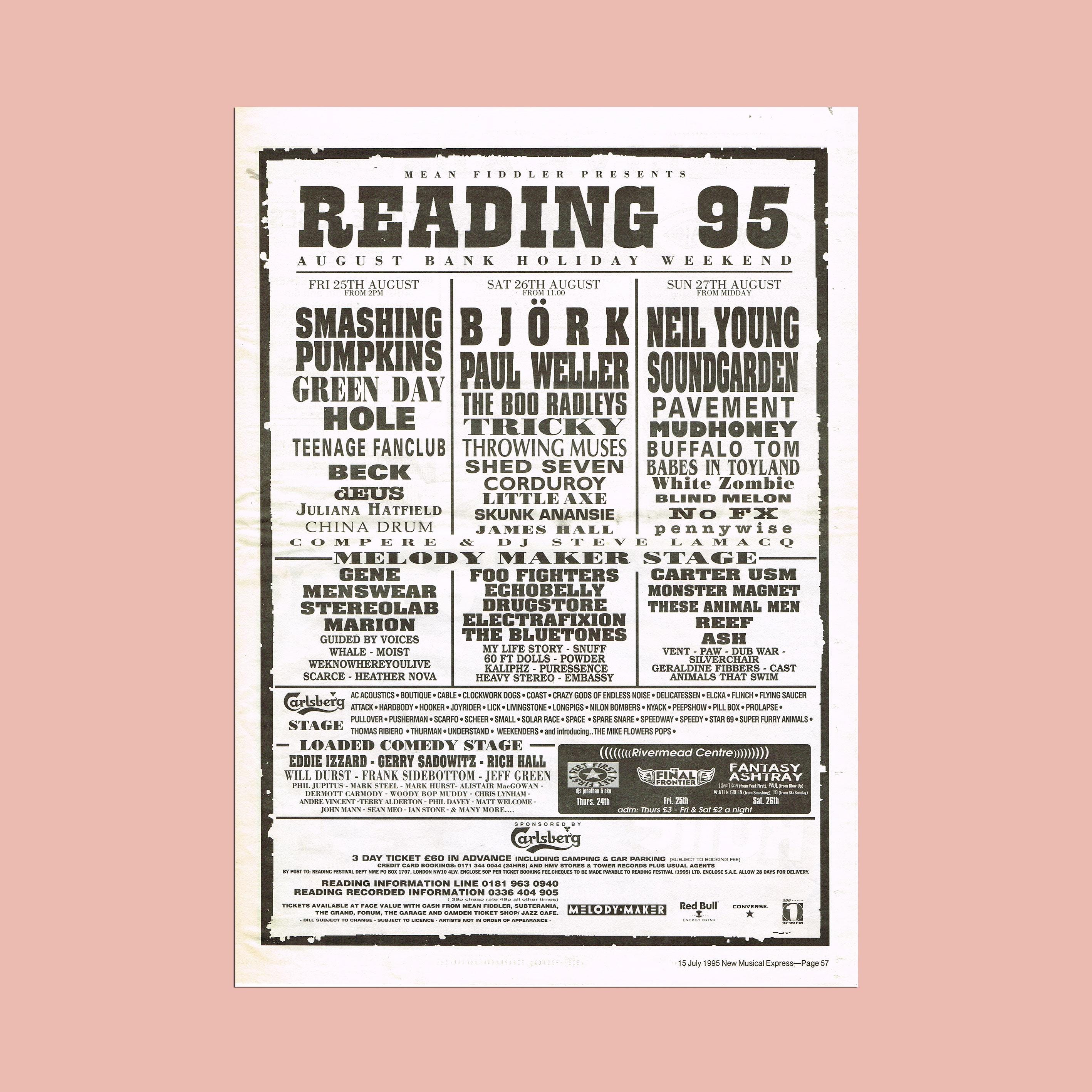 Reading Festival 1995 Original Music Poster - Rare Authentic Music