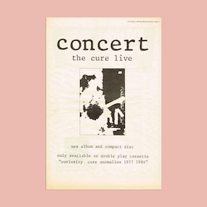 Manifesto musicale originale del concerto dei The Cure del 1984