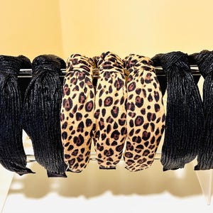 animal print headband animal print top knot headband leopard print headband top knot headband top knot black headband black elegant headband