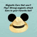 Magnetic Mickey ears for hat removeable Mickey ears for baseball cap magnetic Mickey ears that can attach to any hat with Mickey ears men