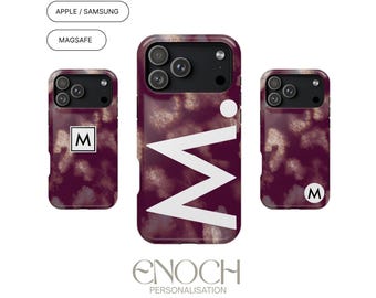 Personalised Cheetah Initial MagSafe Phone Case, Custom Rugged Cover for iPhone & Samsung