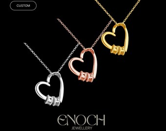 Personalised Heart Name Necklace | Custom Family Beads Jewellery