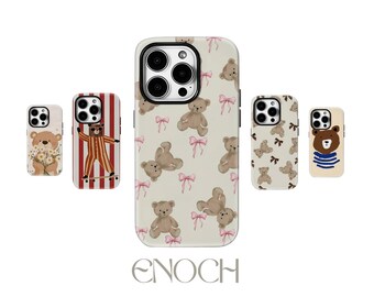 Striped Teddy Bear MagSafe Case – Tough Protective Cover for iPhone & Samsung