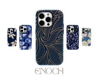 Midnight Blue Bloom MagSafe Case – Tough Protective Cover for iPhone & Samsung