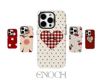 Red Heart Cherry MagSafe Case – Tough Protective Cover for iPhone & Samsung