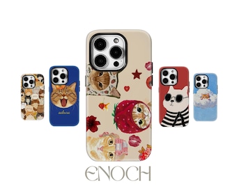 Strawberry Cartoon Cat MagSafe Phone Case – Tough Protective Cover for iPhone & Samsung