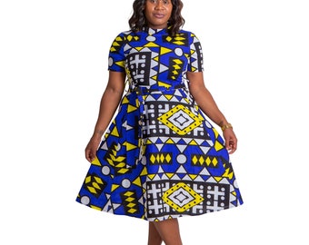 African Print A Line Dress