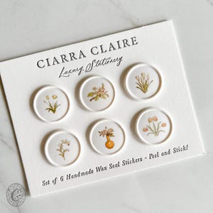 Vintage Victoriaanse illustratie lakzegels met zelfklevende achterkant | Elegante handgemaakte zegels | Geïnspireerd door de taal van bloemen | Set van 6 lakzegels