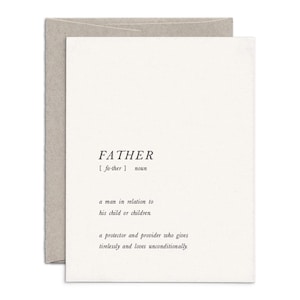 Vater Karte – Letterpress Lexikon Design | Elegante Etymologie-inspirierte Grußkarte für Papas