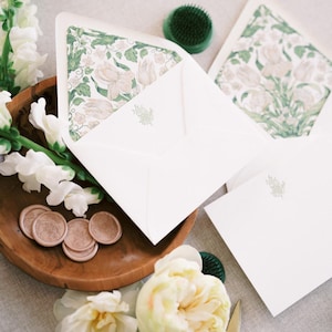 Conjunto de papelaria Nouveau | Cartões de nota tipográficos artesanais com forros de envelope inspirados em William Morris, presente para amantes de arte e papelaria