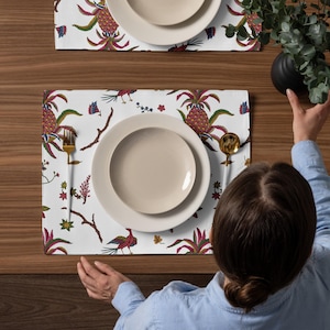 Set of 4 Royalcore placemats, Toile de Jouy Grand Ananas, Versailles style