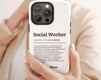 Social Worker Definition Phone Case Personalized Name iPhone 15 14 13 12 11 X Xs max Xr 11 MAX, Samsung Galaxy, Pixel,graduation gift for