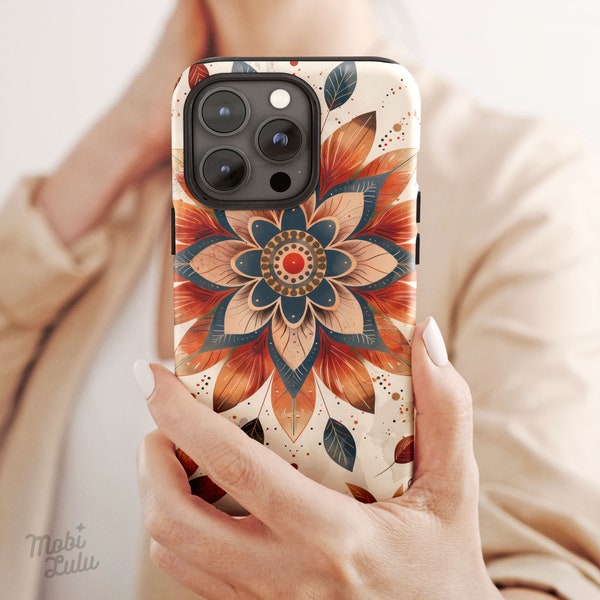 Boho Mandala Phone Case, For iPhone 14 12 13 Pro Max XR 11 Pro Max Tough Snap Cover MagSafe iPhone Case, Christmas Gift for Mom