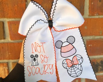 Spooky park bow | Mouse Halloween embroidered ribbon hair bow