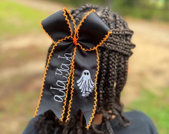 Spooky custom Halloween bow | embroidered ghost name bow
