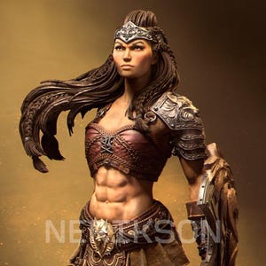 Rieka the Gladiator 32mm/75mm/100mm/140mm D&D/Pathfinder By Nerikson Models