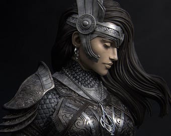 Revna Bust No Helmet 32 D&D/Pathfinder By Nerikson Models