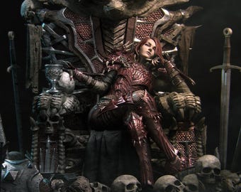 Aleerha The Dragon Knight Throne Diorama 32mm/75mm/100mm/130mm D&D/Pathfinder By Nerikson Models