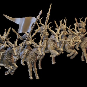 Kit multiparte de caballería de ciervos elfos del bosque de 28 mm - Illhadiel