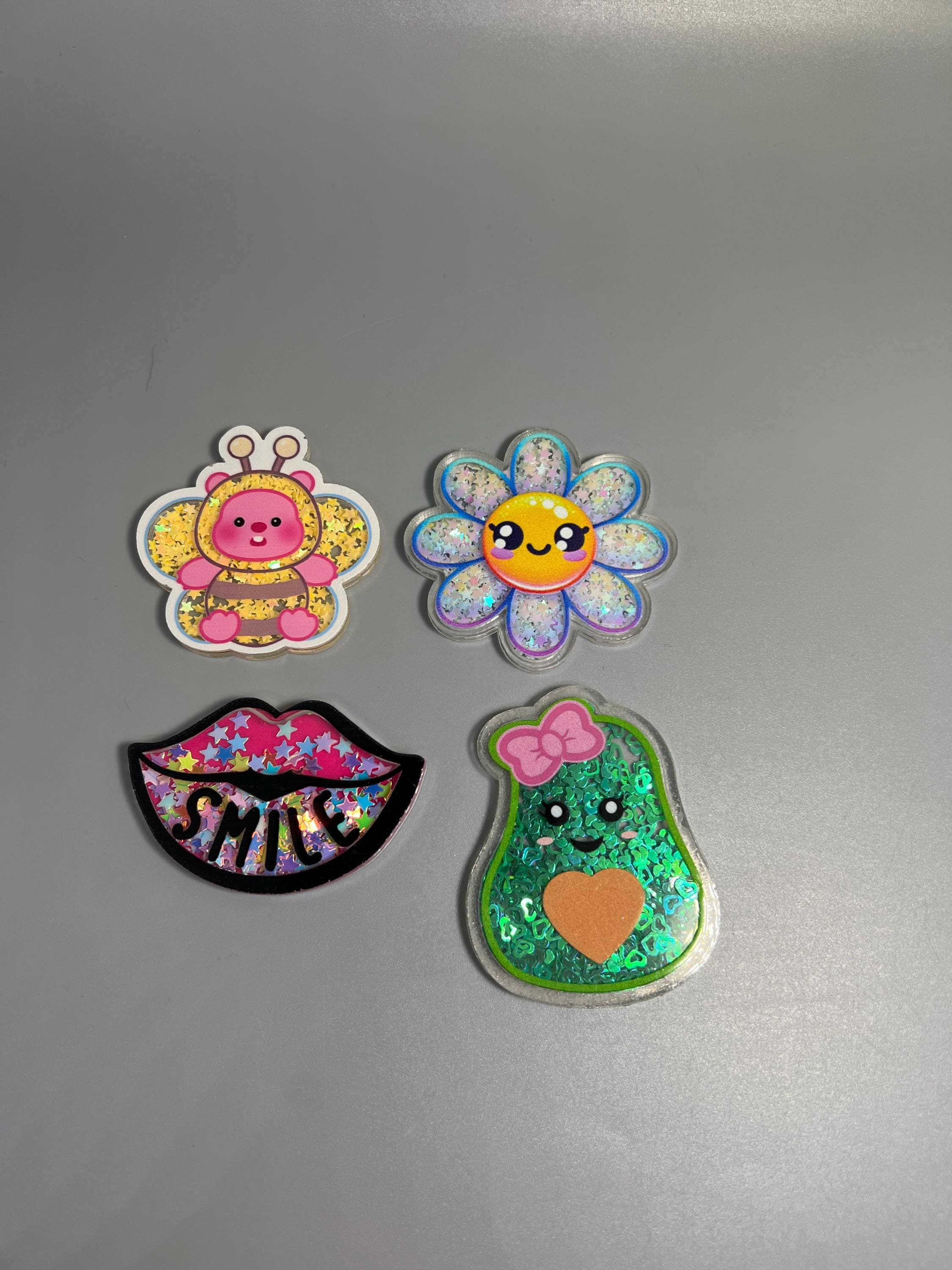 Flatback One Sided Shaker Acrylics Badge Reel Accessories Smile Bee Flower Avocado DIY ideas Gift Ideas