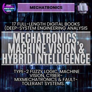 May include: A digital graphic with the word "MECHATRONICS" in white text on a purple background. The image also includes the text "17 FULL-LENGTH DIGITAL BOOKS" and "MECHATRONICS, MACHINE VISION & HYBRID INTELLIGENCE".