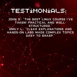 Peut inclure: T&eacute;moignages sur un cours Linux. John S. dit : "Le meilleur cours Linux que j'ai suivi ! Pratique et bien structur&eacute;." Emily L. dit : "Des explications claires et des travaux pratiques ont permis de rendre les sujets complexes faciles &agrave; comprendre."