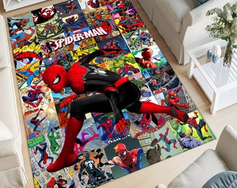 Alfombra de la revista Spiderman, alfombra de Spiderman, alfombra de cómic de Spiderman, alfombra de dibujos animados de leyenda, alfombra fantástica, alfombra de habitación para niños, alfombra de habitación para niños, regalo de cumpleaños