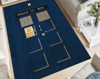 Alfombra de caja de policía, alfombra Tardis, alfombra de Doctor Who, alfombras con forma, alfombras para sala de estar, alfombras para dormitorio, alfombras personalizadas, alfombras de área, alfombras modernas, alfombra popular