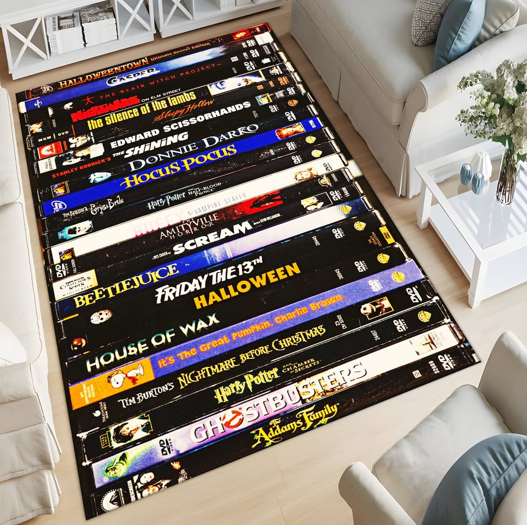 Custom Dvd Rugs Nostalgic Retro Style Rug, VHS Case Themed Horror Movie Room Rug,home ...