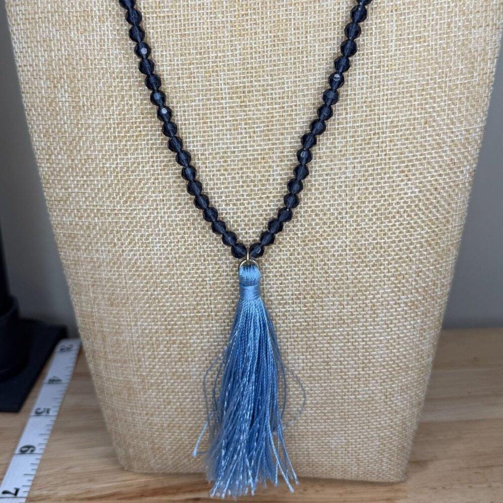 Light Blue Decorative Cord Necklace with Tassel Ends Light Blue Tassel Necklace - Etsy main image 4