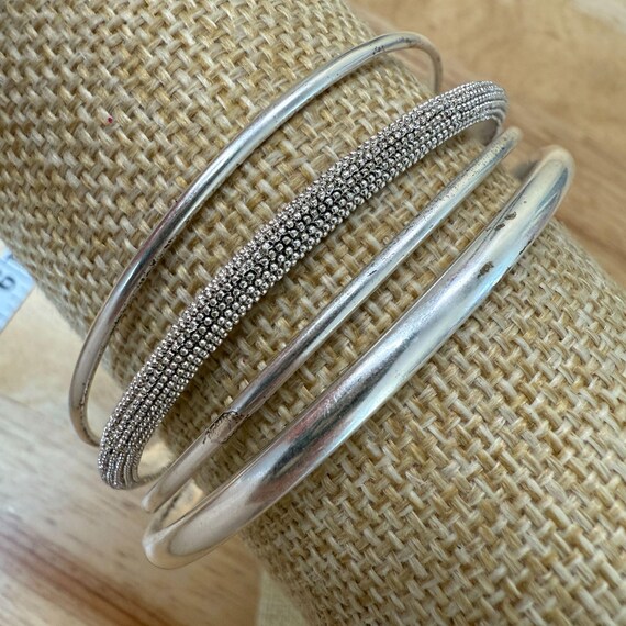 Vintage Monet Silver-Tone Stackable Bangle Bracel… - image 4