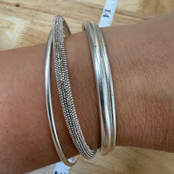 Vintage Monet Silver-Tone Stackable Bangle Bracel… - image 12