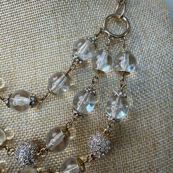 Three-Strand Clear Beaded Statement Necklace With… - image 6