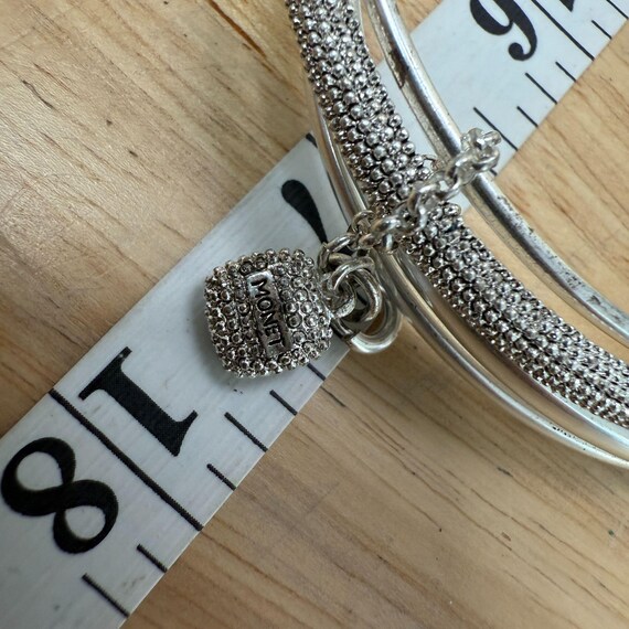 Vintage Monet Silver-Tone Stackable Bangle Bracel… - image 10