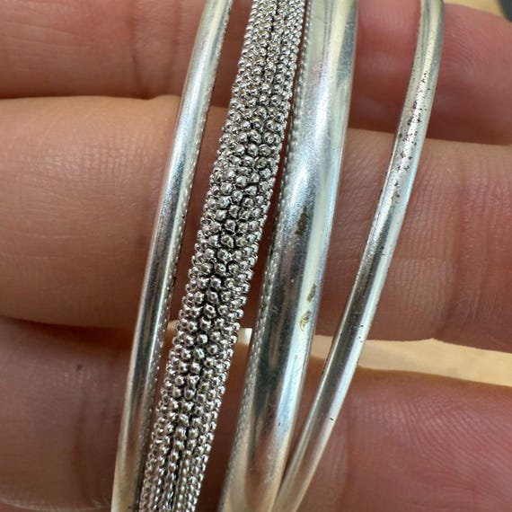 Vintage Monet Silver-Tone Stackable Bangle Bracel… - image 11