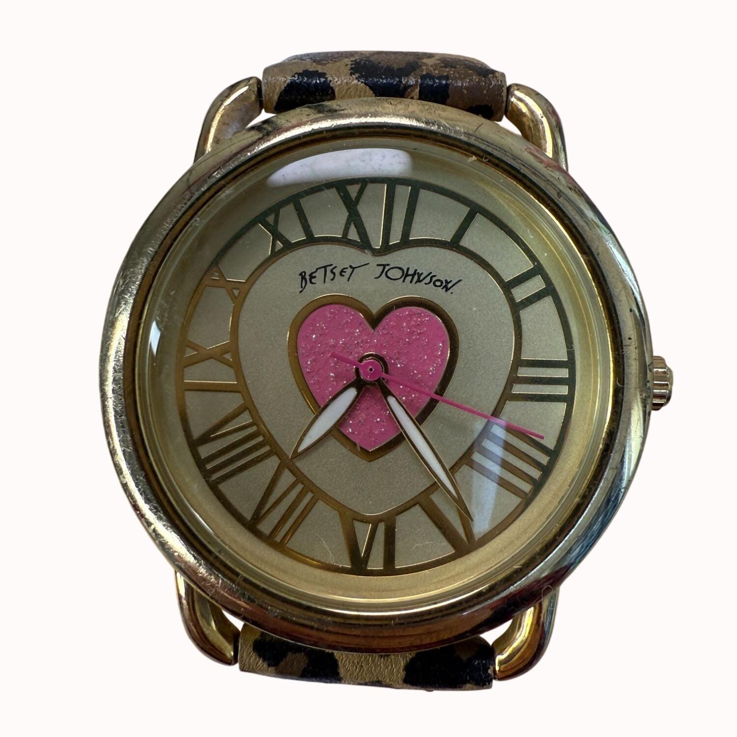 Betsey Johnson cheetah print heart watch display picture 1