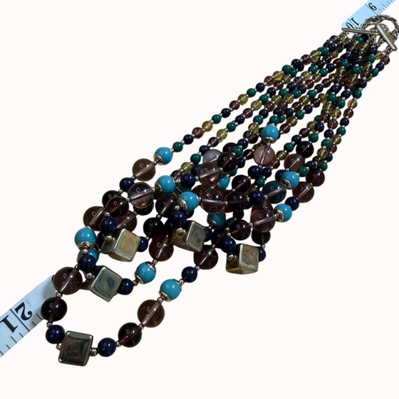 Talbots Multicolor Beaded Statement Necklace With… - image 4