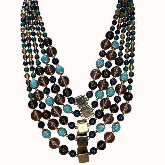 Talbots Multicolor Beaded Statement Necklace With… - image 3