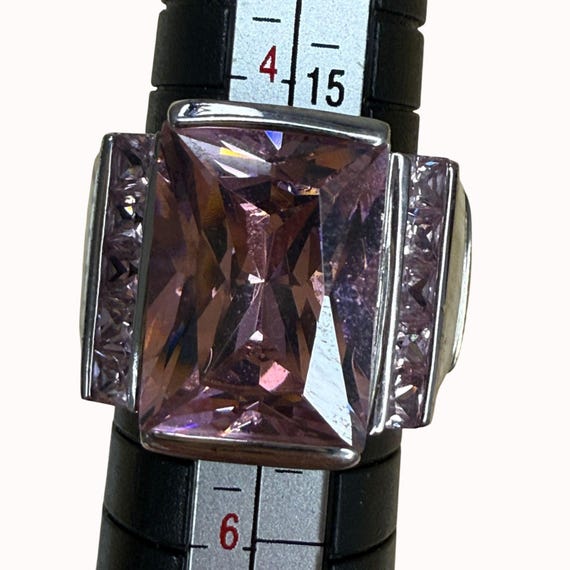 Large Rectangular Pink Gemstone Statement Ring Wi… - image 5