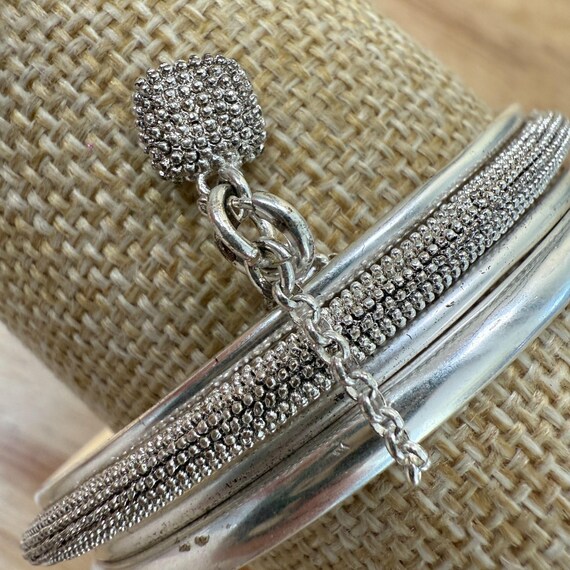 Vintage Monet Silver-Tone Stackable Bangle Bracel… - image 7