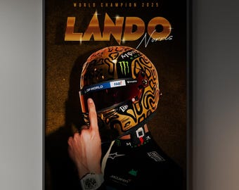 Lando Norris World Champion 2025 Gold Helmet Poster